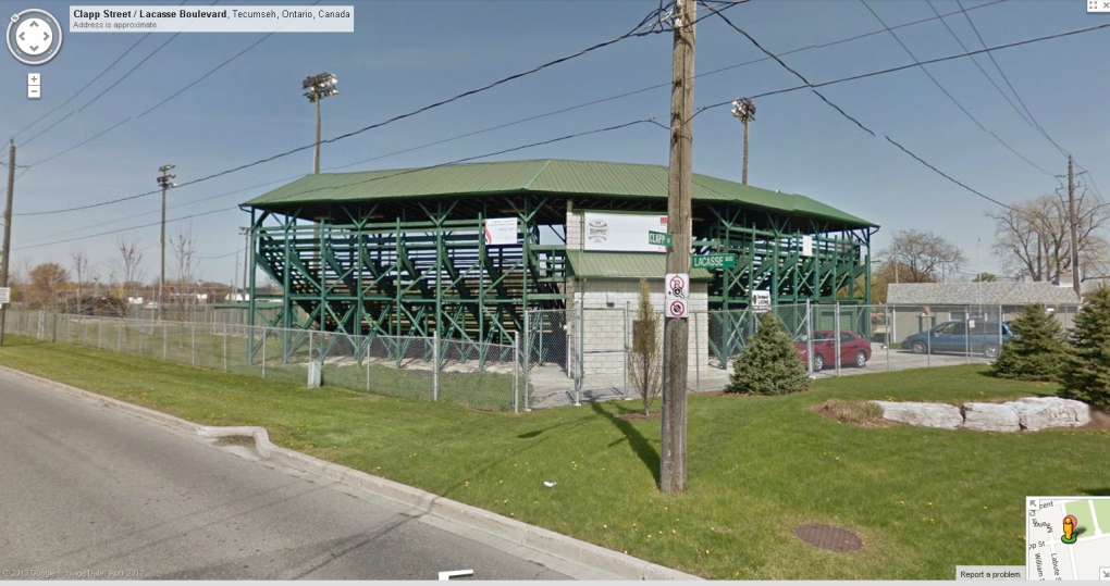 The baseball diamond at Lacasse Park in Tecumseh, Ont., is shown in this undated image from Google Maps.