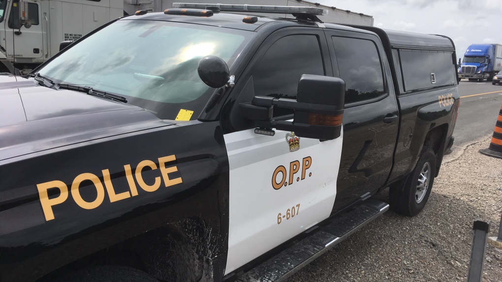 A Chatham-Kent OPP cruiser on Highway 401 in Chatham, Ont., on Monday, Aug. 20, 2018. (Chris Campbell / CTV Windsor)