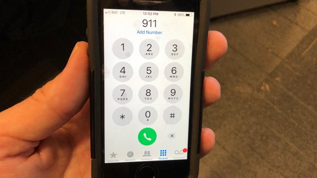 A cell phone about to call 911, Tuesday, May 14, 2019. (Melanie Borrelli / CTV Windsor)