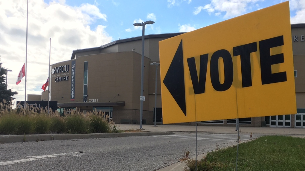 Voting for the Ward 7 byelection is taking place at the WFCU Arena in Windsor, Ont., on Oct. 5, 2020. (Chris Campbell / CTV Windsor)