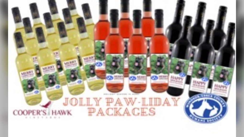 Windsor/Essex Humane Society and Cooper's Hawk Vineyards have teamed up for Jolly Paw-liday packages. (Courtesy Windsor/Essex Humane Society)