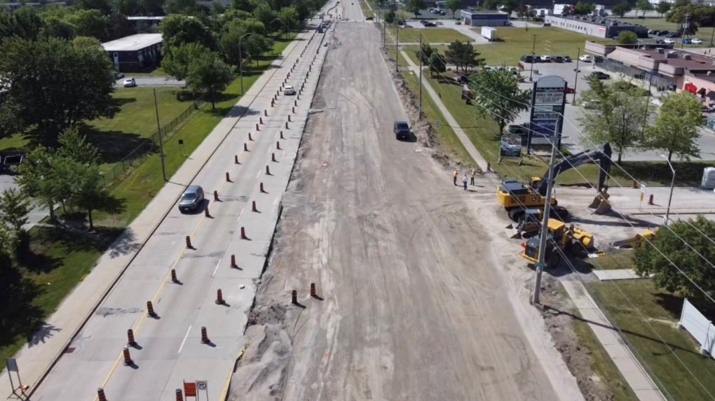Lauzon Parkway construction in Windsor, Ont. on Thursday, June 17, 2021. (Bob Bellacicco / CTV Windsor)