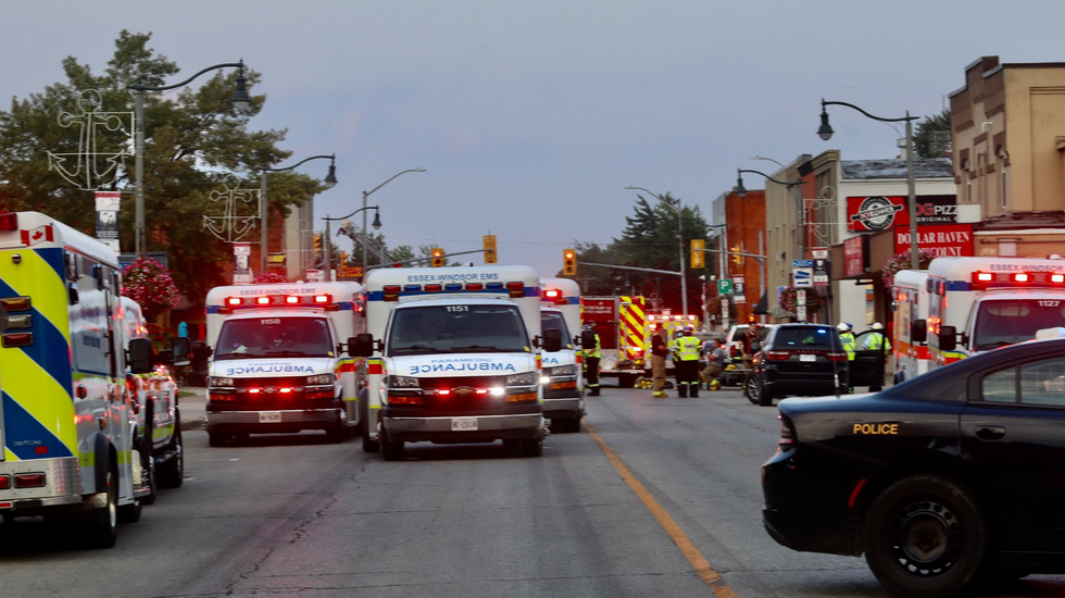 Emergency services on scene of an explosion in Wheatley, Ont., August 26, 2021. (Source: @_OnLocation_ / Twitter)