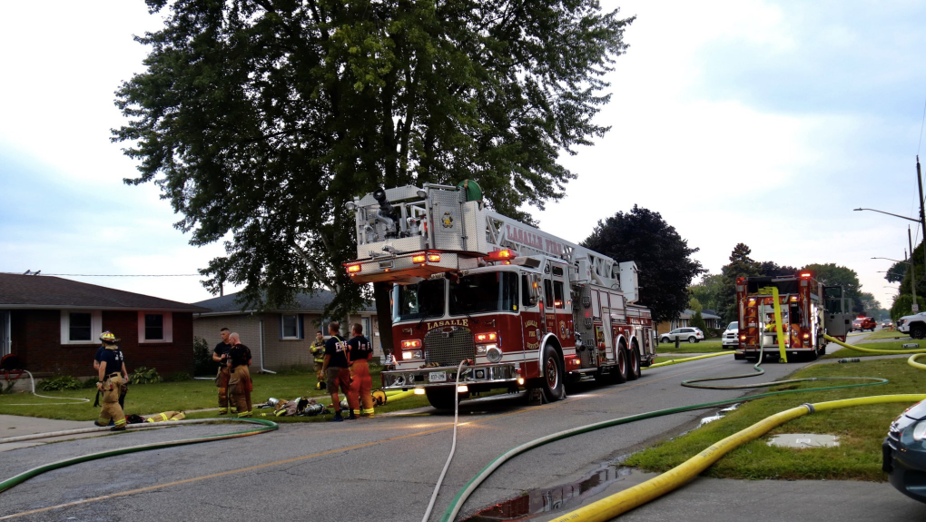 Firefighters responded to an attic fire in the 400 block of Victory Street in LaSalle, Ont. on Sunday, Aug. 8, 2021. (OnLocation/Twitter)