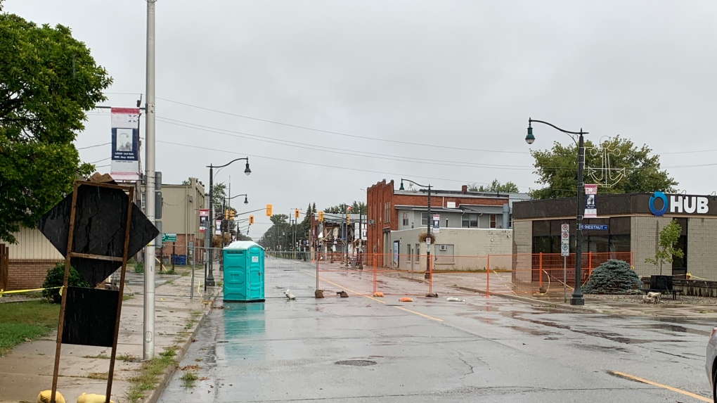 Site of explosion in Wheatley, Ont. still barricaded off and evacuated on Wednesday, Sept. 22, 2021. (Chris Campbell/CTV Windsor)