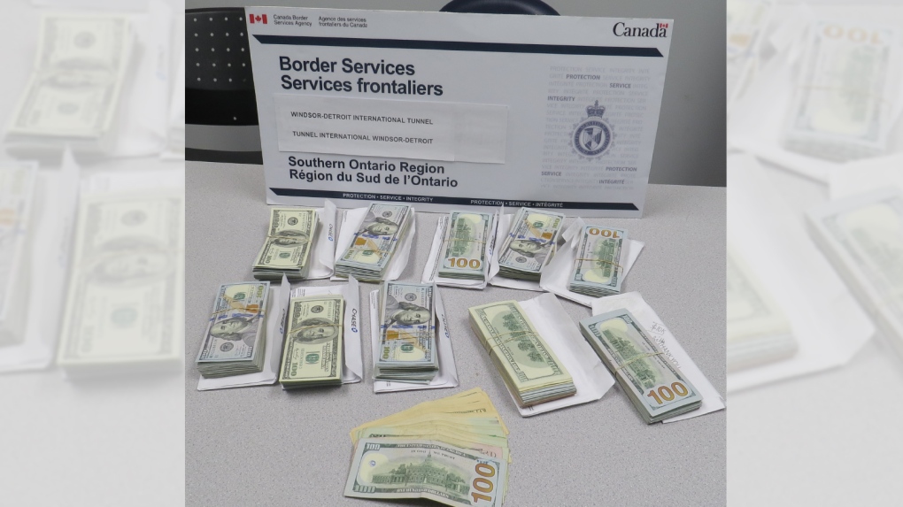 The Canada Border Services Agency seized $128,696.54 in undeclared currency at the Windsor-Detroit Tunnel. (Source: CBSA)