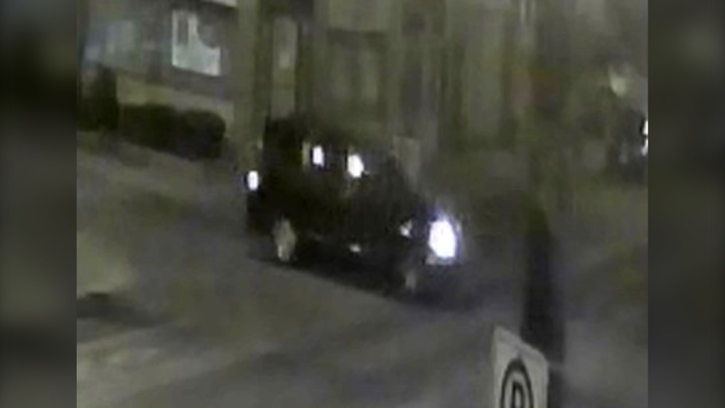 Investigators have obtained a surveillance photo of the suspect vehicle, which is believed to be a 2008-2010 Dodge Caravan, dark in colour. (Source: Windsor police)