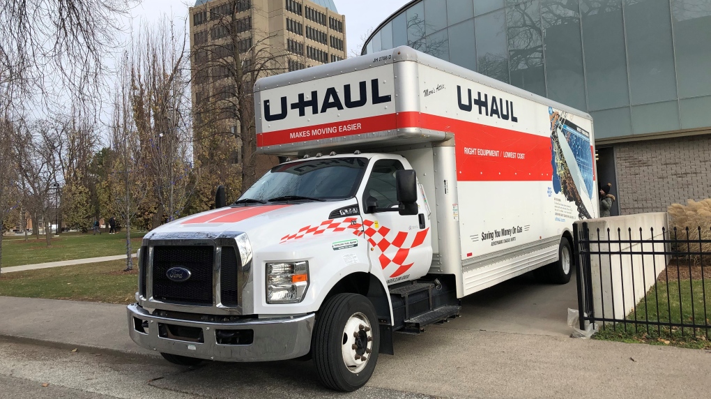 Truck loaded with items ranging from baby’s clothes to small appliances to be donated to those in need in Windsor, Ont. on Monday, Dec. 5, 2022. (Gary Archibald/CTV News Windsor)