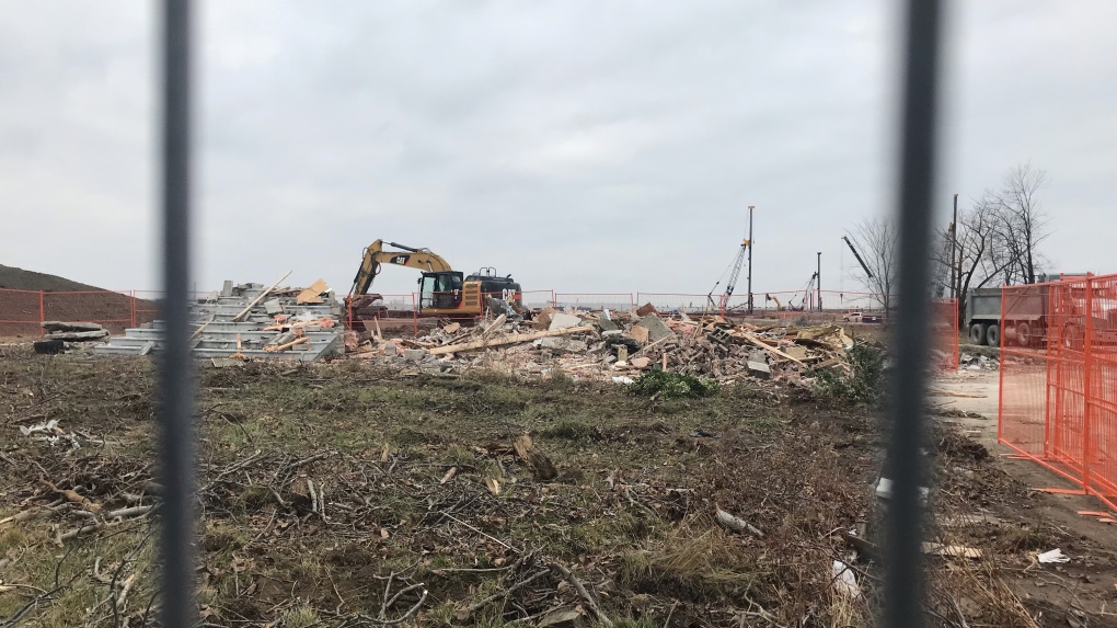 The house at 3455 Banwell Road has now been demolished in Windsor, Ont., on Friday, Dec. 9, 2022. (Michelle Maluske/CTV News Windsor)