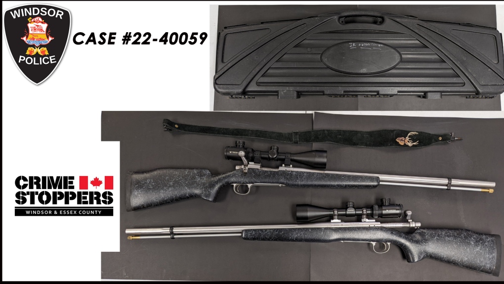 The firearms are described as Remington 700 Ultimate ML 50 caliber rifles. (Source:Windsor police)