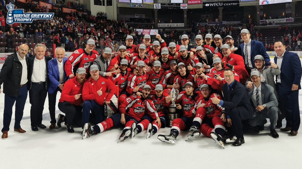 The Windsor Spitfires won the Wayne Gretzky Trophy as 2022 OHL Western Conference champions. (Source:OHL)