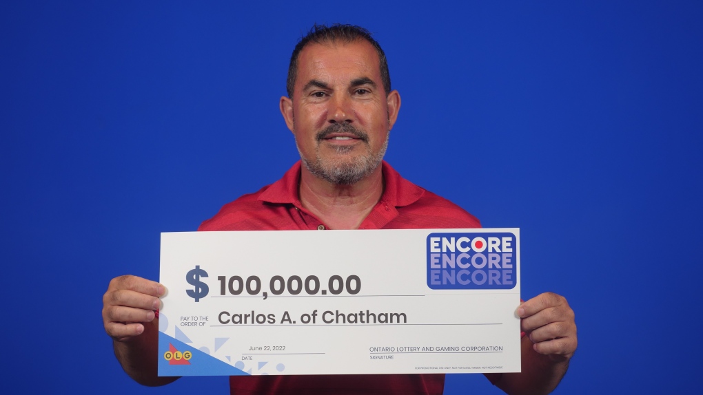 Carlos Alves of Chatham, Ont. picking up his winnings at the OLG Prize Centre in Toronto, Ont. (Courtesy OLG) 
