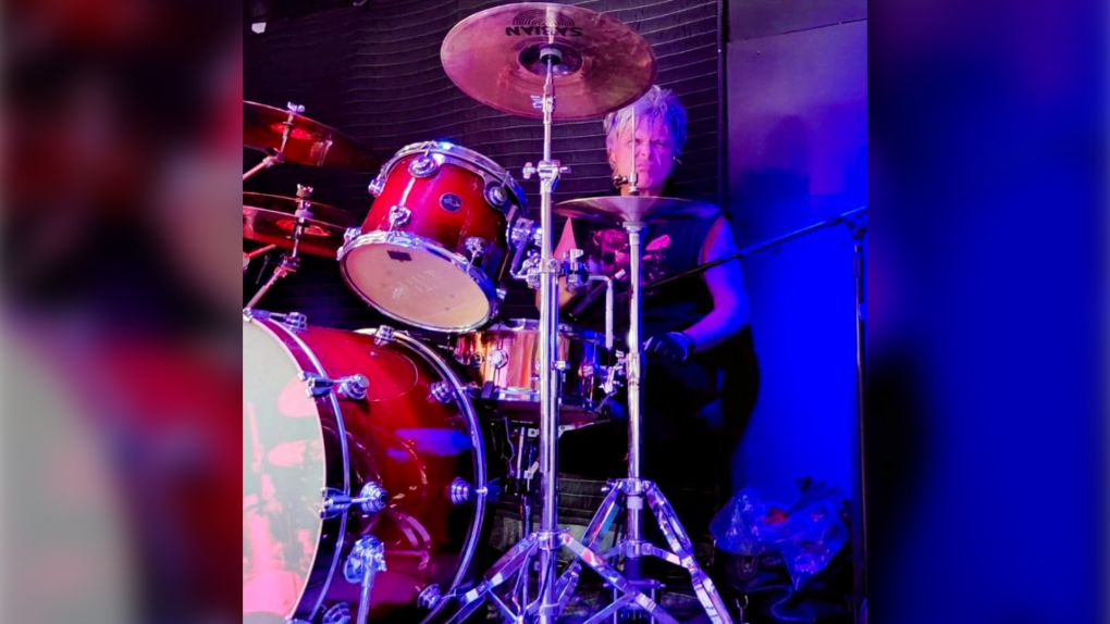 Drummer Jeff Burrows at the 16th annual drum marathon in Windsor, Ont. on Saturday, May 28, 2022. (Source: Jeff Burrows/Twitter)