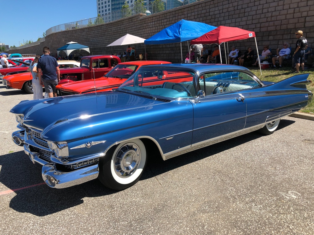 A classic car is showcased during the 2022 Ouellette Car Cruise. (Gary Archibald/CTV News Windsor)