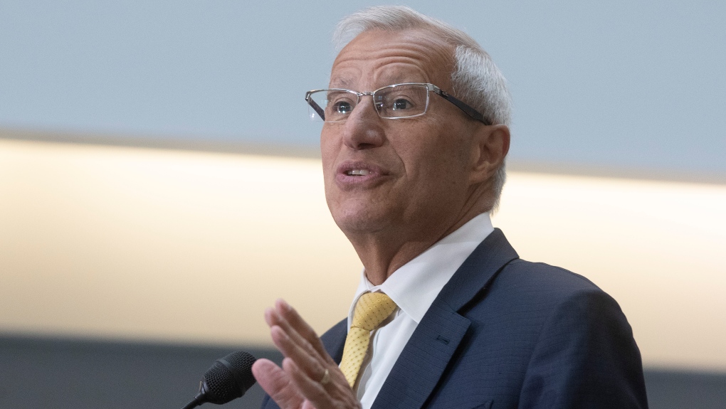 Ontario’s Minister of Economic Development, Job Creation and Trade Vic Fedeli speaks during an electric battery announcement at Queen’s University in Kingston, Ont., on Wednesday July 13, 2022. (THE CANADIAN PRESS/Lars Hagberg)