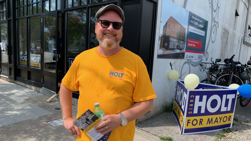 Mayoral candidate Chris Holt opened his campaign headquarters in Windsor, Ont. on Saturday, Aug. 6, 2022. (Chris Campbell/CTV News Windsor)