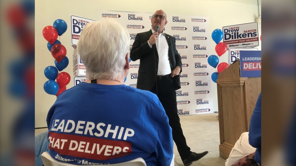 Incumbent Drew Dilkens launches his campaign, running for Mayor in the 2022 municipal election in the City of Windsor. (Michelle Maluske/CTV Windsor)