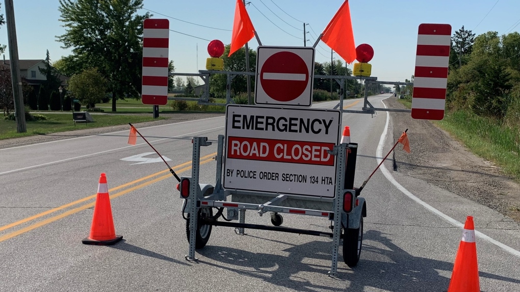 LaSalle police have closed a section of Howard Avenue after a collision in LaSalle, Ont., on Tuesday, Sept. 20, 2022. (Chris Campbell/CTV News Windsor)