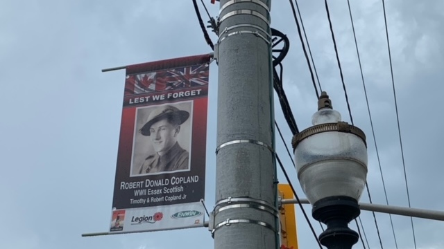 Banners have gone up in the Riverside neighbourhood commemorating veterans with ties to the area in Windsor, Ont. on Wednesday, Sept. 21, 2022. (Chris Campbell/CTV News Windsor)