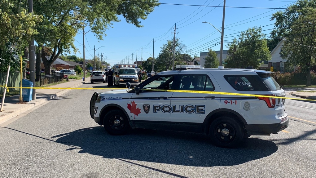 Windsor police have a section of Wyandotte Street closed between Rossini Boulevard and Elrose Avenue in Windsor, Ont., on Thursday, Sept. 8, 2022. (Chris Campbell/CTV News Windsor)