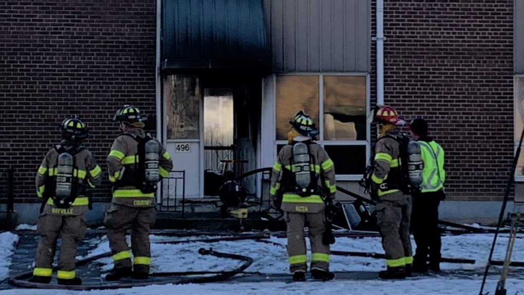 Crews respond to a fire on McDougall Street in Windsor, Ont., on Jan. 24, 2023. (Bob Bellacicco/CTV News Windsor)