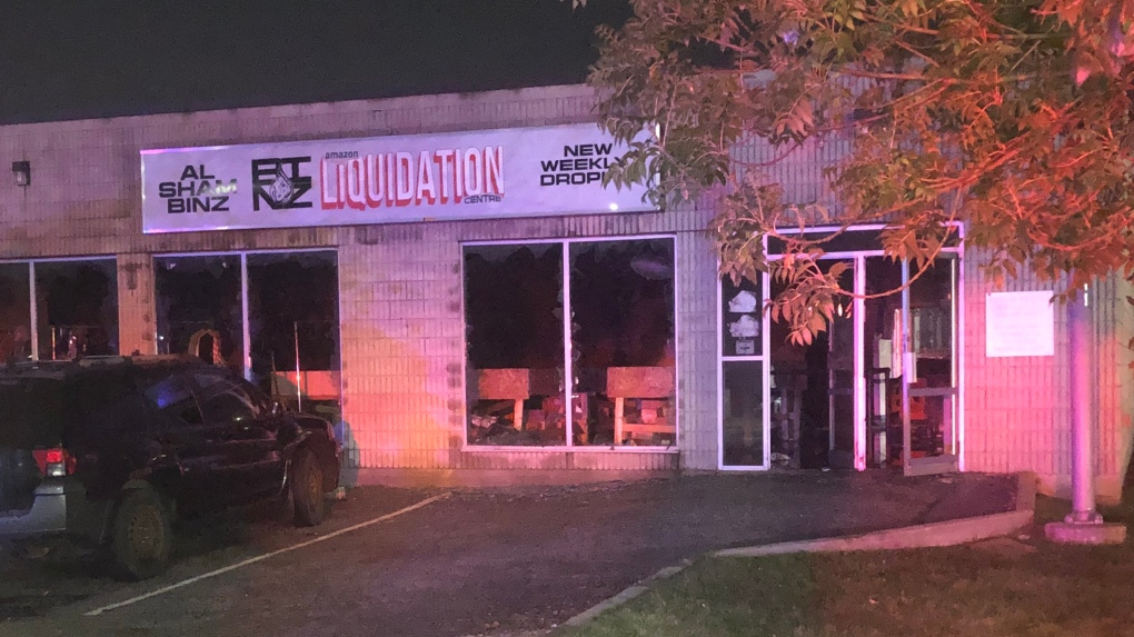 Fire broke out at a commercial plaza on Tecumseh Road west on Oct. 25, 2023. (Rob Hindi/AM800 News)