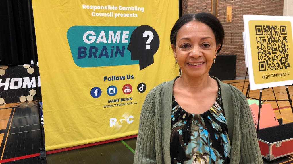Mary Davis and her team from the Responsible Gambling Council presented the Game Brain gameshow at Riverside Secondary School to inform youth about the risks of gambling. Nov. 14, 2023. (Gary Archibald/CTV News Windsor)