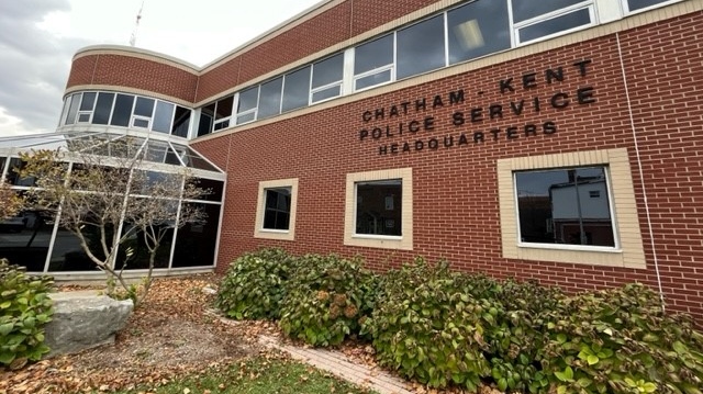 Chatham-Kent Police Service headquarters in Chatham, Ont., on Monday, Nov. , 2023. (Chris Campbell/CTV News Windsor)