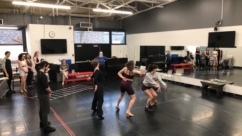 Rehearsal for the Christmas show at St. Clair College in Windsor, Ont. on Friday, Dec. 1, 2023. (Gary Archibald/CTV News Windsor)