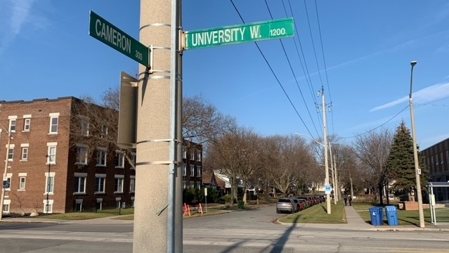 Cameron Avenue and University Street West in Windsor, Ont., on Thursday, Dec. 7, 2023. (Chris Campbell/CTV News Windsor)
