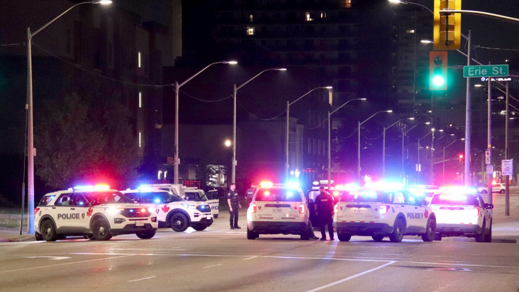 Windsor police attended the scene of a reported shooting around 2:20 a.m. May 13, 2023 in the area of Ouellette Avenue near Wyandotte Street. (Source: On Location/Twitter)