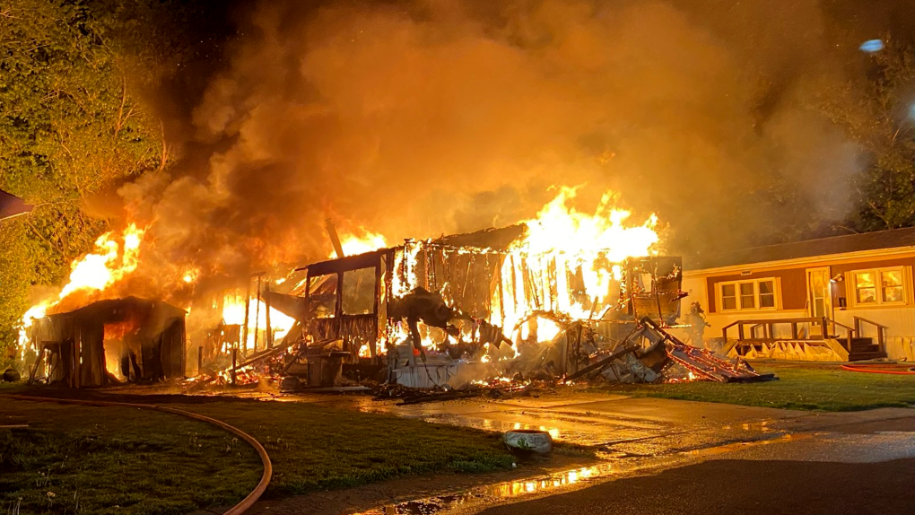 A home on Dana Street was the scene of a massive house fire in the early morning of May 14, 2023. (Source: Essex Fire and Rescue/Twitter) 