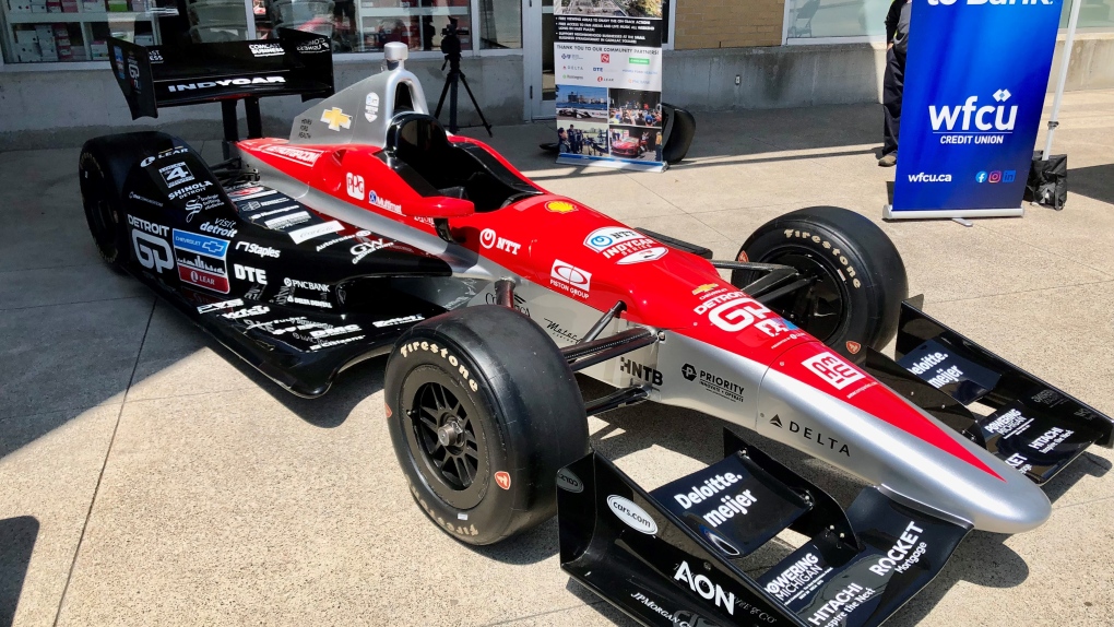Indy show car on site at Tecumseh Mall in Windsor, Ont. on Thursday, May 25, 2023 (Gary Archibald/CTV News Windsor)