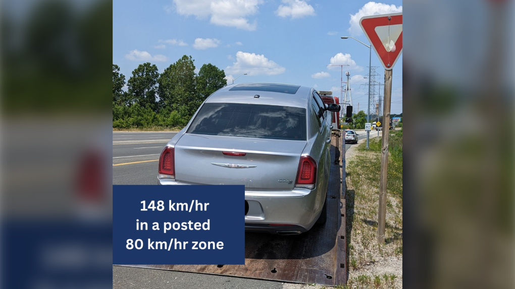 Windsor police charged a driver with stunt driving after they were caught going 148 km/h in an 80 km/h zone. (Source: Windsor Police Service/Twitter)