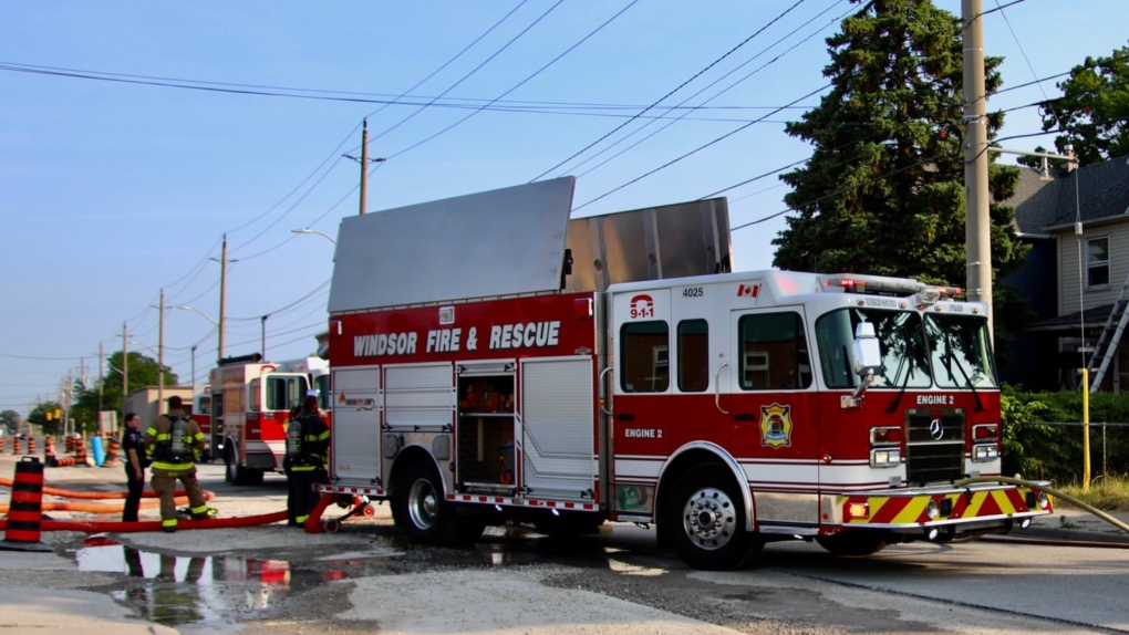 Windsor fire crews respond to a house fire on Walker Road near Richmond Street on June 19, 2023. (Source:@OnLocation/Twitter)