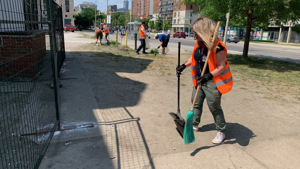 The Downtown Mission held a community cleanup event on June 9, 2023. (Sanjay Maru/CTV News Windsor) 