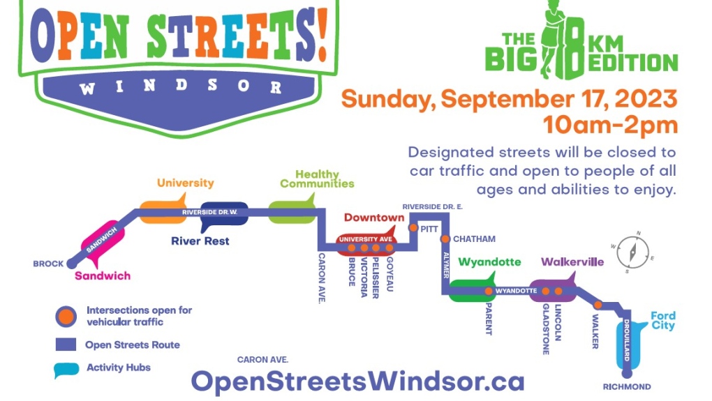 Open Streets Windsor map and vehicle crossing points CTV News