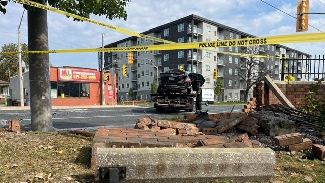 Windsor police are investigating a collision at the intersection of Wyandotte St. W and Crawford Ave. that sent one to hospital in Windsor, Ont. on Thursday, Sept. 21, 2023. (Chris Campbell/CTV News Windsor)