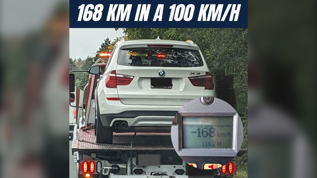 Windsor police have charged a driver going 68 kilometres per hour over the speed limit on E.C. Row Expressway on Thursday, Sept. 28, 2023. (Source: Windsor police)