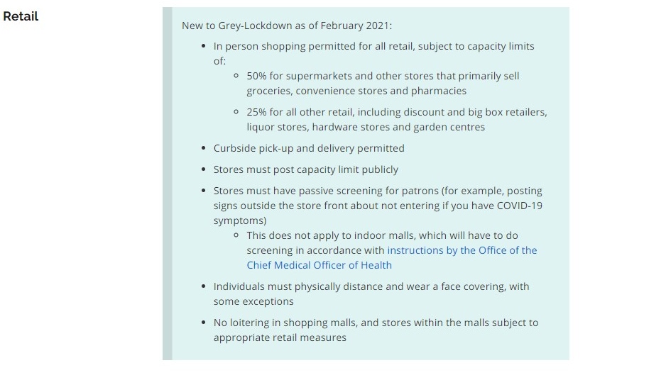 Retail rules in Grey-Lockdown
